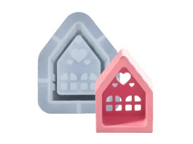 Molde silciona casita con corazones